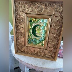 Gold Framed Green Mosaic Art